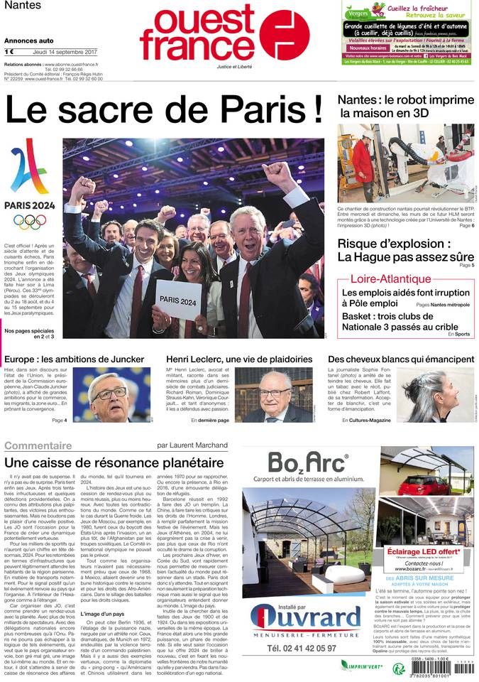 Ouest france settembre 2017