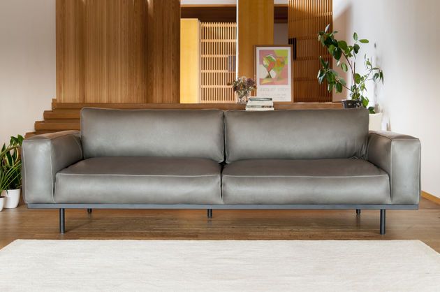 Divano 3 posti Almond grigio in pelle