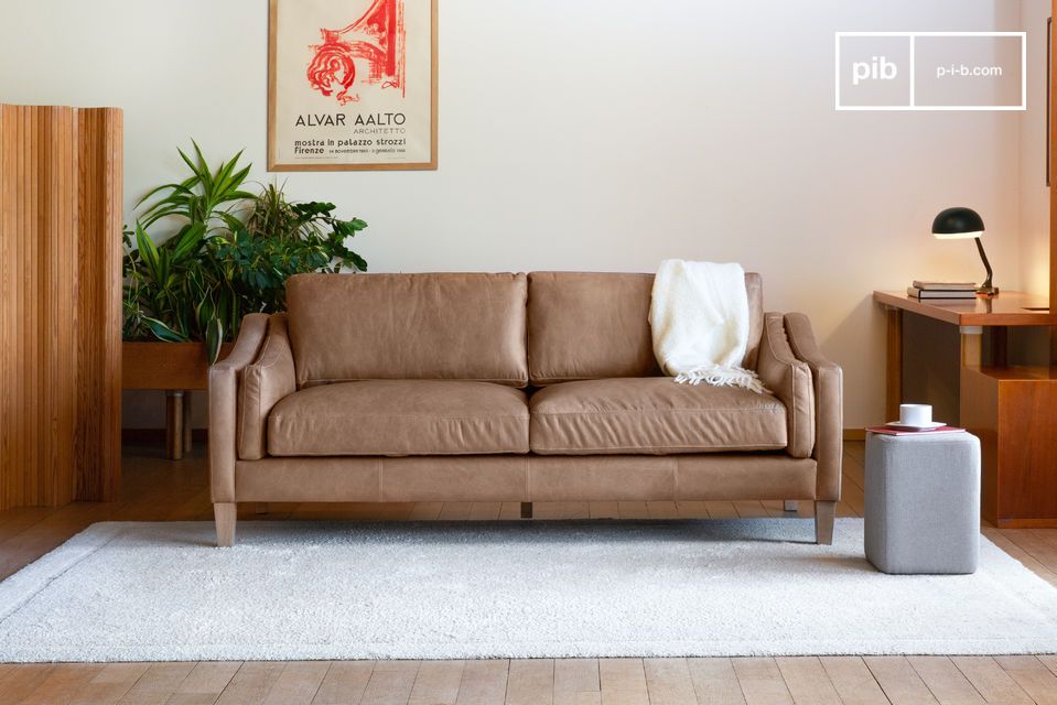 Un divano a 3 posti che può ospitare gli amanti della decorazione.