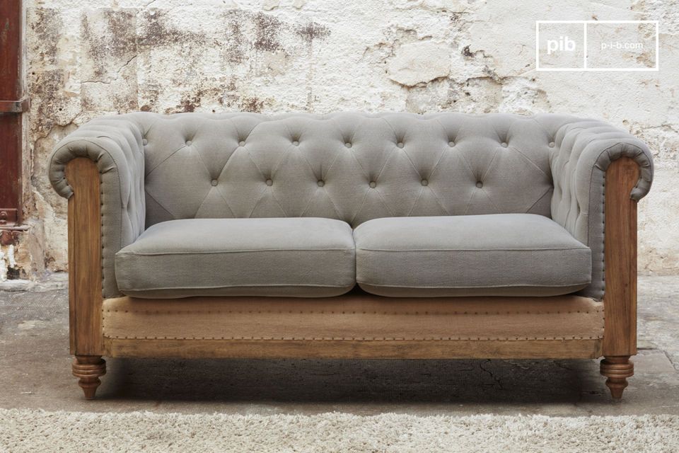 Divano Chesterfield Montaigu 2 posti in grigio