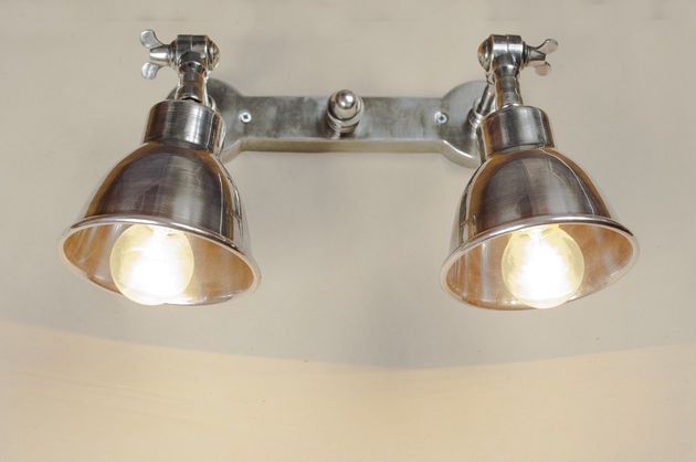 Doppia applique da parete in metallo argentato Bistrot