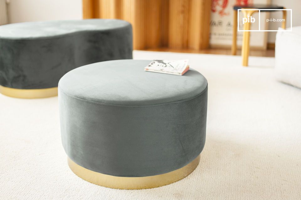 Grande pouf in ottone e velluto Dallas