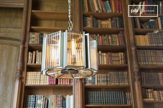 Lampadario in vetro e ottone Antibes