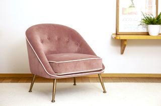 Poltrona in velluto rosa Barnolomeo