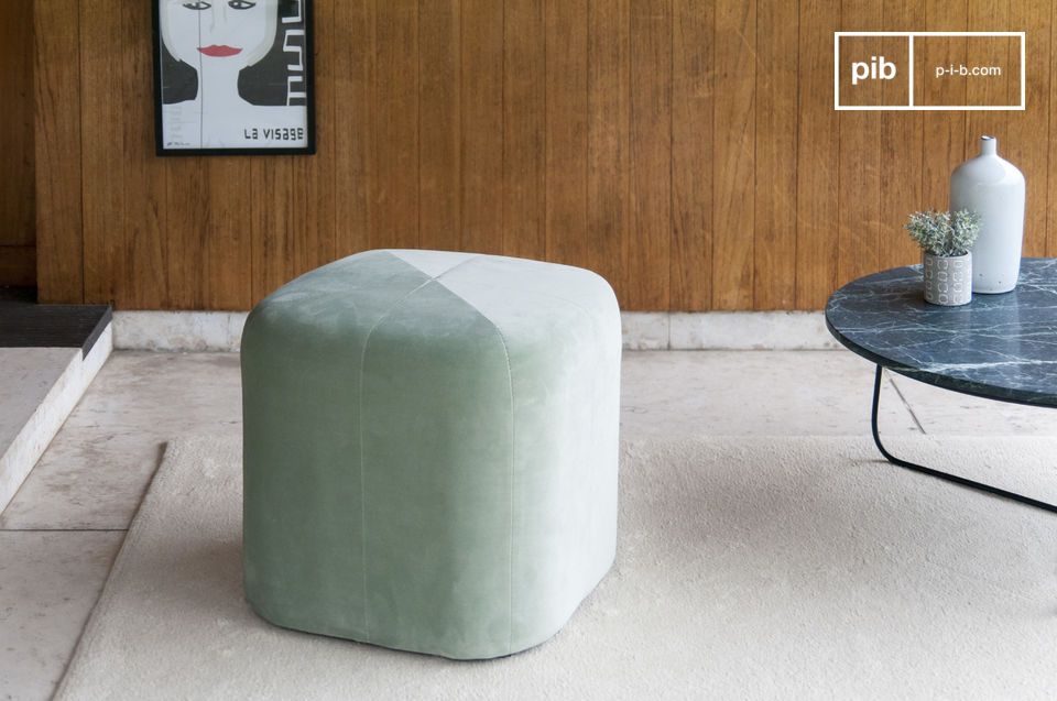 Pouf in velluto verde Skagen